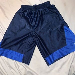 Blue and black basketball shorts